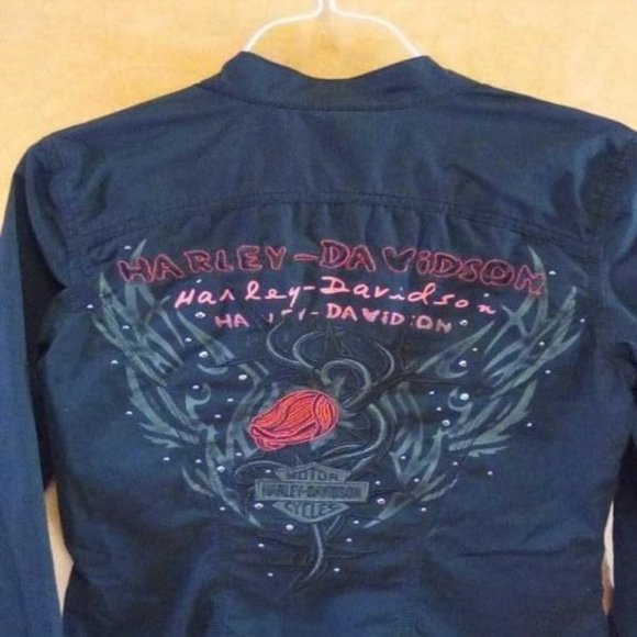 Vintage Harley Davidson Bomber-Style Cotton Shirt/ Jacket American Original RARE - Picture 4 of 7